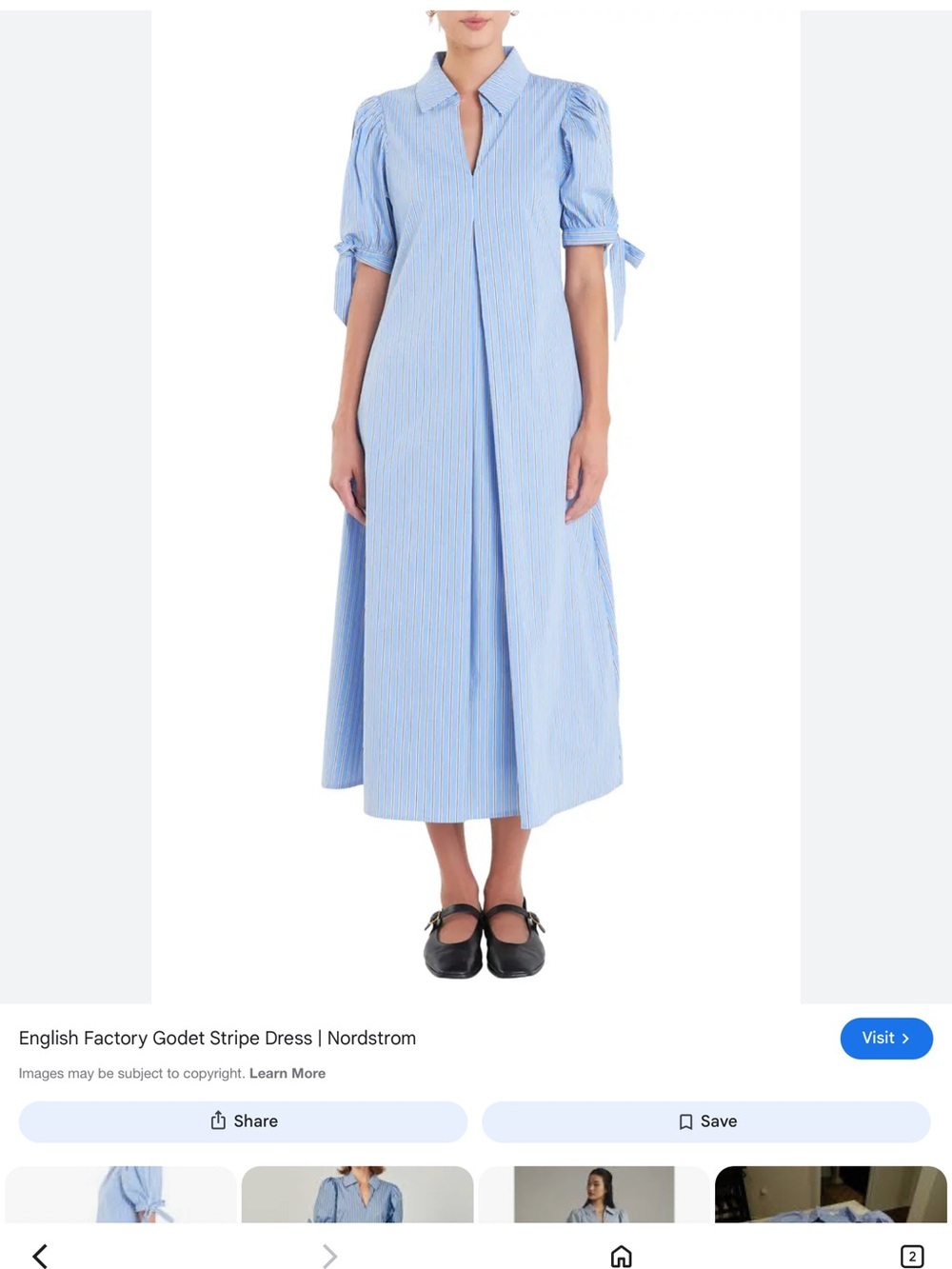 English Factory Light Blue Striped Midi Shirt Dress